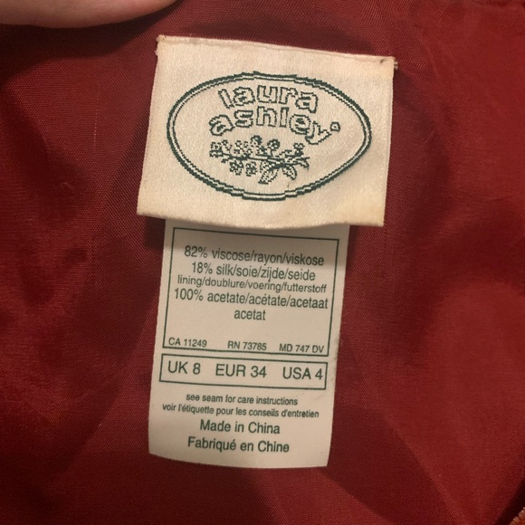 Laura Ashley Silk Velvet Deep Peach 90's Dress - Picture 3 of 3